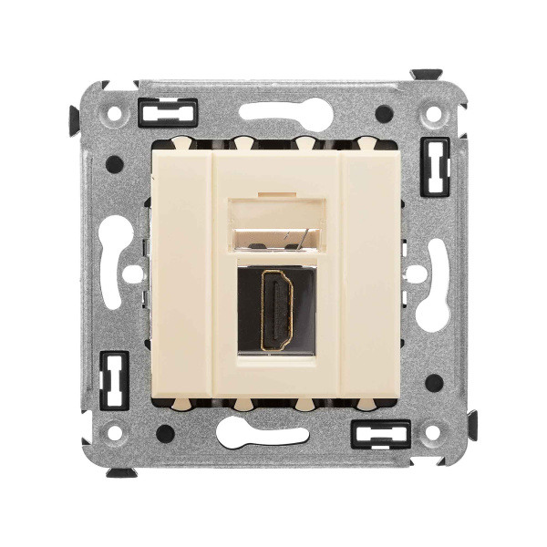 DKC HDMI розетка одинарная в стену, тип А-А, "Avanti", "Ванильная дымка"