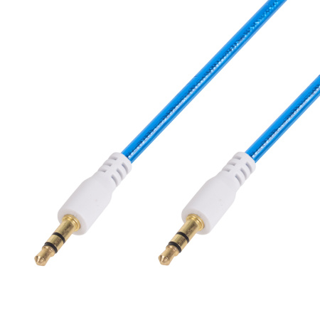 Аудио кабель AUX 3.5 мм гелевый 1M синий Rexant 18-4084