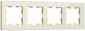 IEK BRITE DECOR Ванильный глянец стекло Рамка 4-м РУ-4-2-БрВа