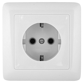 SE Wessen Прима внутр Бел Розетка 1-ая с/з с защитными шторками 16А (в сборе) (индивид.упак.) RS16-004-BI