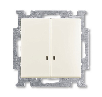 ABB BJB Basic 55 Шале (бел) Выключатель 2-клавишный с подсветкой 2CKA001012A2188