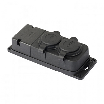 EKF PROxima Роз. (колодка) двухмест. с защит. крышками каучуковая 230В 2P+PE 16A IP44 PRO