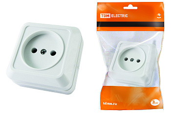 TDM Розетка 2П открытой установки IP20 10А 250В (керамика) белая "Ладога" SQ1801-0110