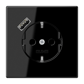 JUNG Розетка SCHUKO® с USB-зарядным устройством, тип A термопласт черный LS1520-18ASW