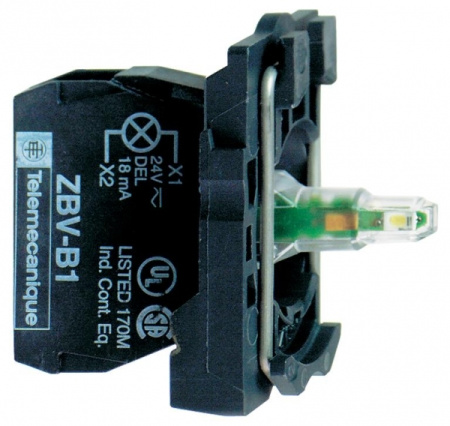 SE XB5 Светосигнальный блок с ламподержателем (LED) зеленый 24-120В AC/DC ZB5AVBG3