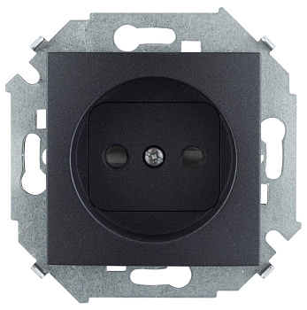 Simon 15 Графит Розетка без заземления 2Р, с защитными шторками, 16А, 250В, винт. зажим 1591444-038