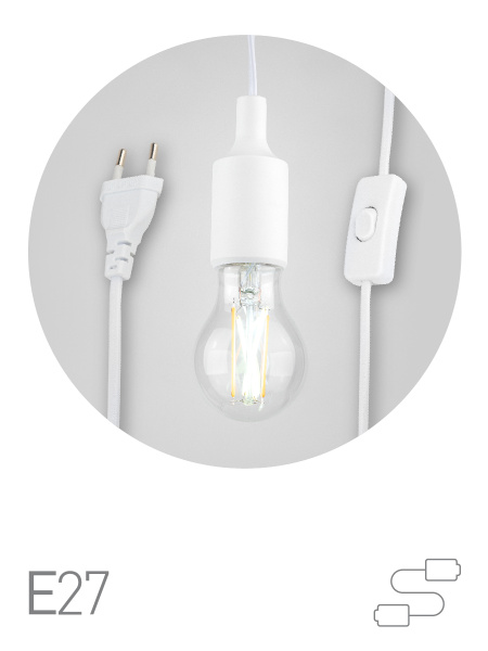 ЭРА Светильник для растений ЭРА FITO-Holder E27 с проводом и выключателем для фитоламп с цоколем Е27