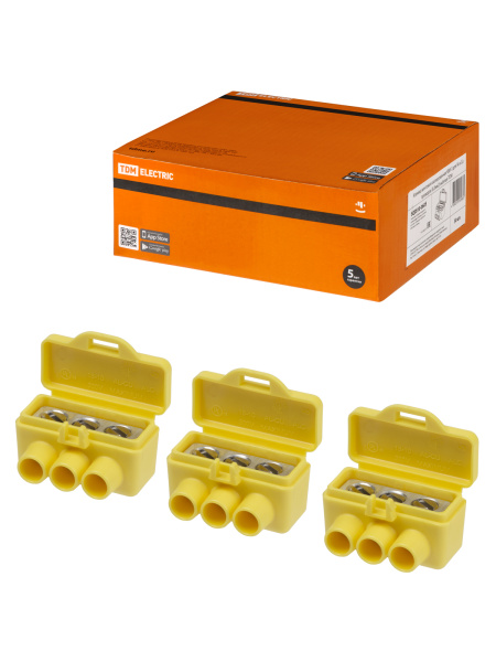 TDM Клемма винтовая изолированная КВИ-3 для Al и Cu проводов (6,0мм2) желтая SQ0510-0605