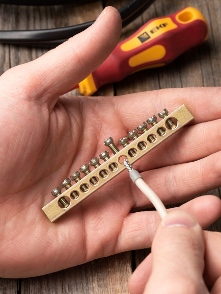 Купить EKF PROxima Шина PEN "ноль-земля" (6х9мм) 12 отверстий латунь крепеж по краям