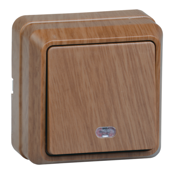 Купить IEK OKTAVA ВС20-1-1-ОД Выключатель 1кл с инд. 10А откр.уст. (дуб)