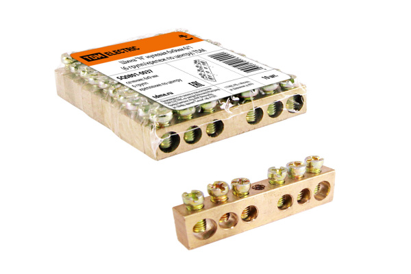 TDM Шина "N" нулевая 6х9мм 6/1 (6 групп/крепеж по центру) SQ0801-0037