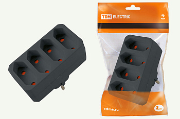 TDM Блок на 4 гнезда 2П 2,5 А 250 B под плоскую вилку черный SQ1806-0303