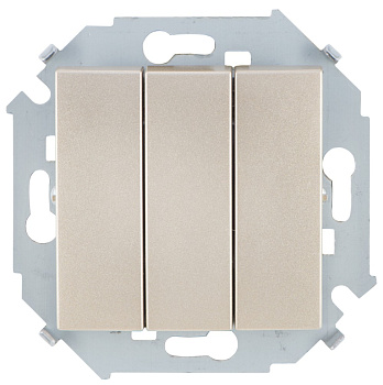 Simon 15 Шампань Выключатель 3-клавишный, 10А, 250В, винт.зажим 1591391-034