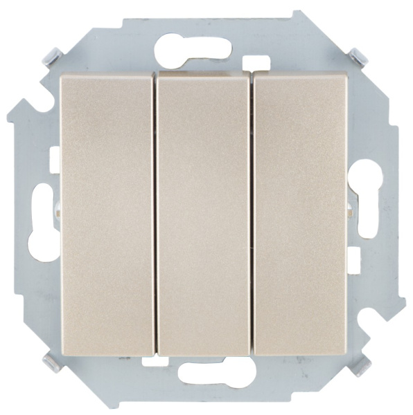 Simon 15 Шампань Выключатель 3-клавишный, 10А, 250В, винт.зажим 1591391-034