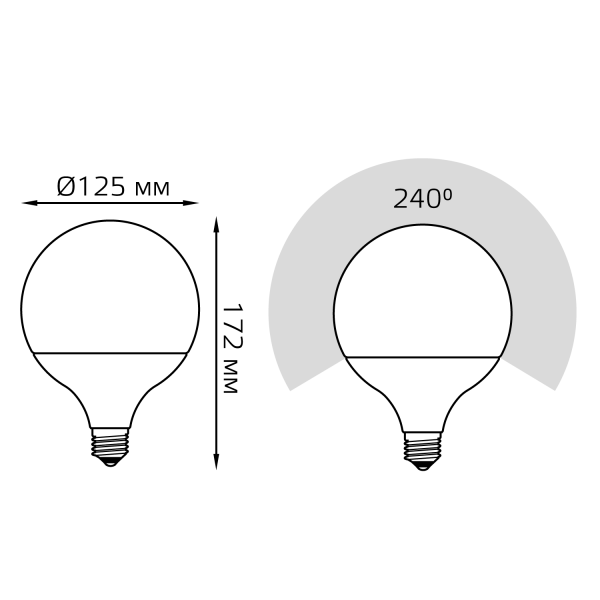 Купить Gauss Лампа G125 22W 1800lm 3000K E27 LED 105102122