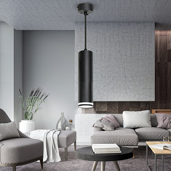 ЭРА Светильник подвесной (подвес) PL16 BK MR16/GU10, черный, потолочный, цилиндр