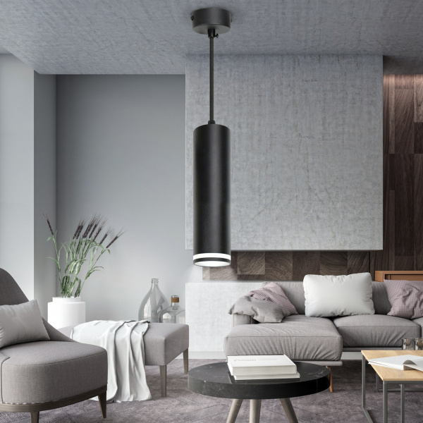 ЭРА Светильник подвесной (подвес) PL16 BK MR16/GU10, черный, потолочный, цилиндр