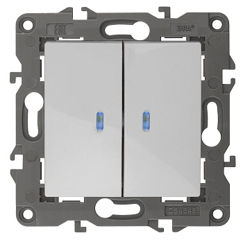 ЭРА 14-1105-01 Elegance Белый Выключатель 2-кл с подсветкой