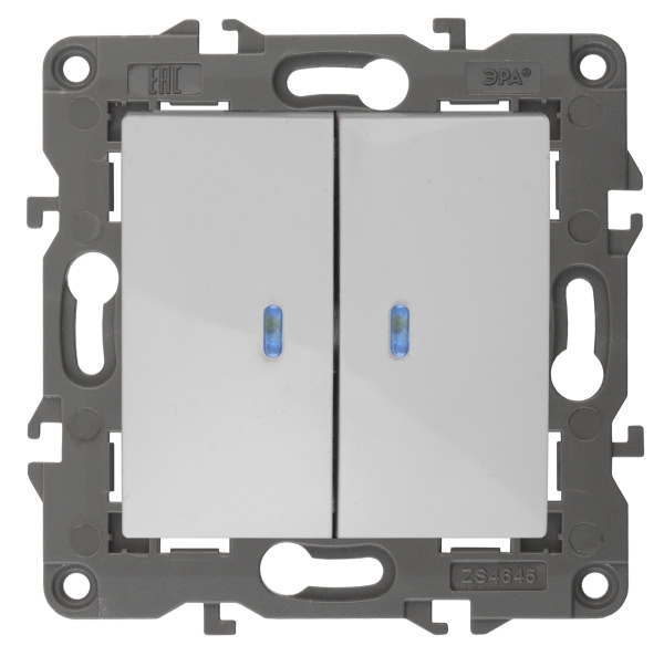 ЭРА 14-1105-01 Elegance Белый Выключатель 2-кл с подсветкой