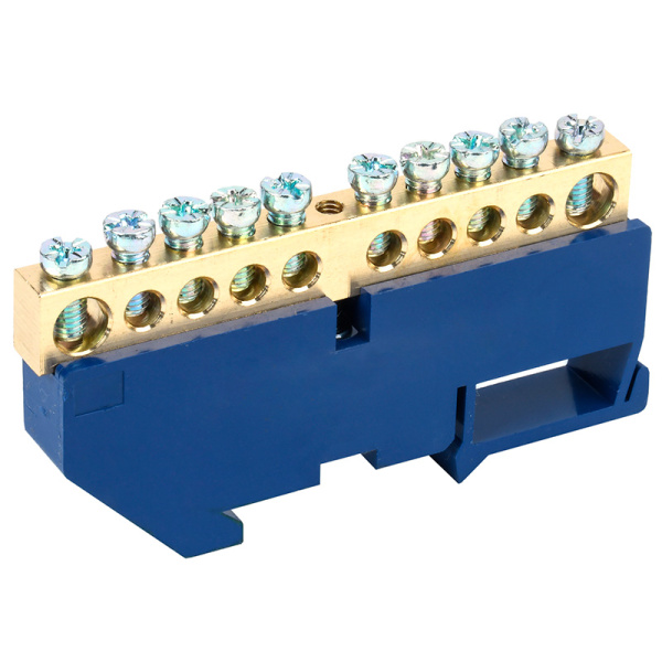 Шина «N» нулевая с синим изолятором на DIN-рейку 8х12 мм стойка бол. 10 групп Rexant 11-2348