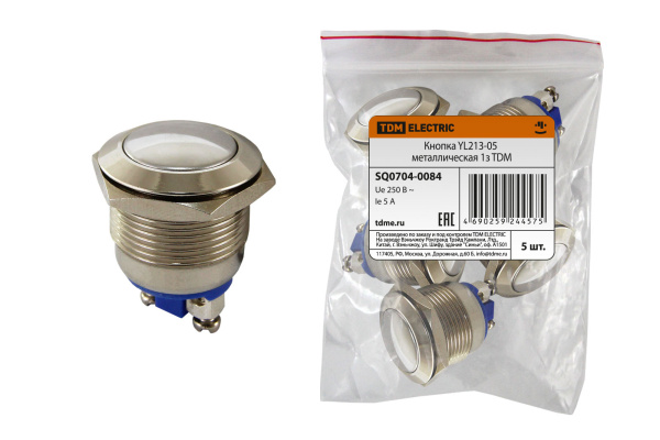TDM Кнопка YL213-05 металлическая 1з SQ0704-0084