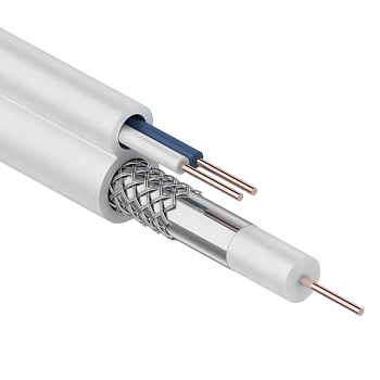 Кабель для видеонаблюдения ККСВ-В + 2х0.5мм., 100м., белый Rexant 01-4001