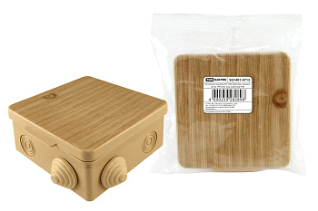 TDM Распаячная коробка ОП 100х100х55мм, крышка, "ЭКО" (сосна),  IP54, 8вх. инд. штрихкод SQ1401-0713