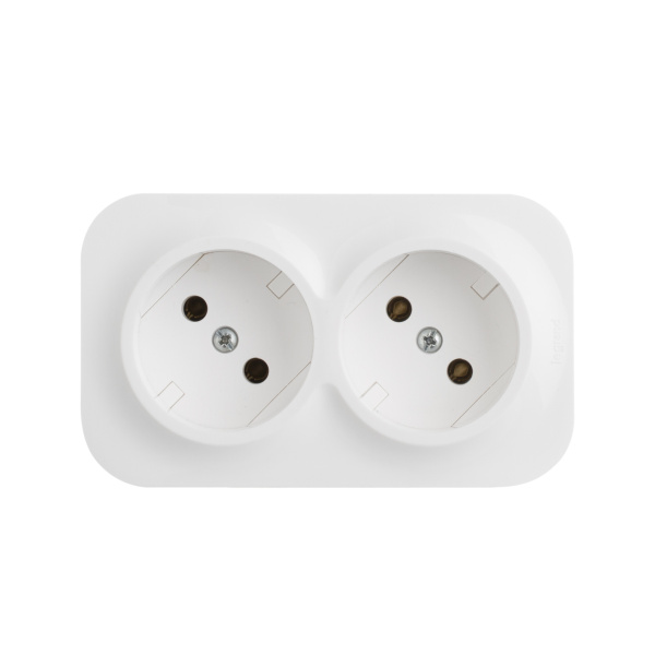 Legrand Quteo IP 20 Белый Розеточный блок с предварительным подключением 2 x 2К без шторок - 16 A - 250 В~ 782231