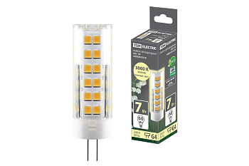 TDM Лампа светодиодная G4-7 Вт-230 В-3000 К, SMD, 18,5x57 мм SQ0340-0219