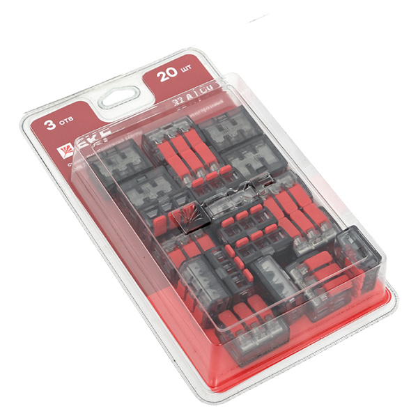 EKF Клемма СМК 221-413 с рычагом 3 отверстия 0.2-4.0 мм2 блистер PROxima