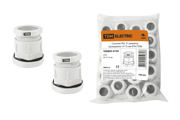 TDM Сальник PGL 21 диаметр проводника 14-15 мм IP54 SQ0805-0104