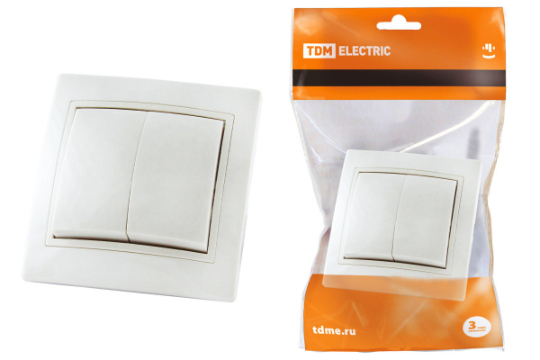 TDM Выключатель 2 кл. 10А белый "Таймыр" SQ1814-0002