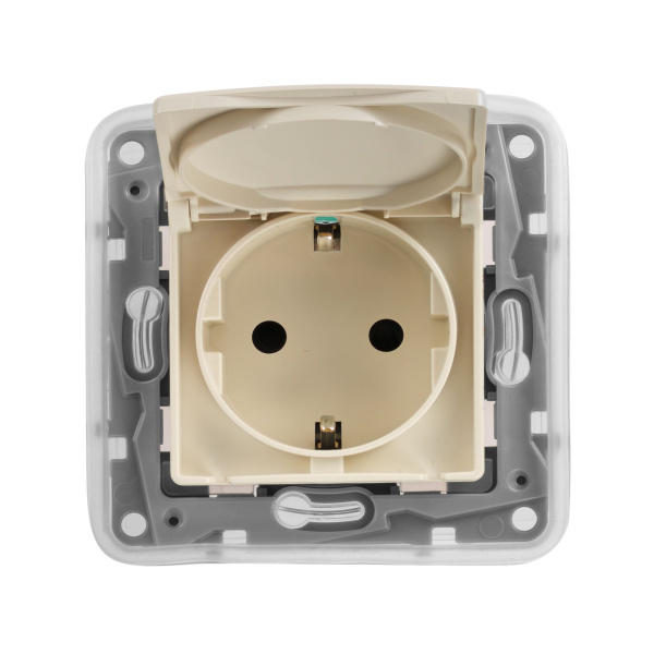 Купить Legrand Etika Сл.кость Розетка с/з IP 44 с крышкой и шторками, автоматические клеммы,16А 672332
