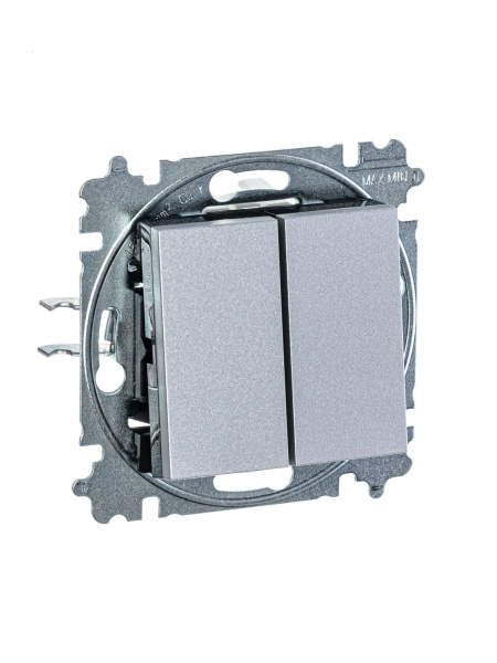 Купить ABB EPJ Levit серебро / дымчатый чёрный Выключатель 2-клавишный 2CHH590545A6070