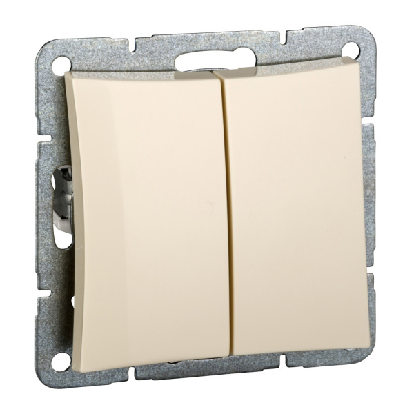 SE Дуэт Беж Выключатель 2-клавишный (сх.5) с подсветкой WDE000253