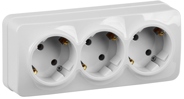 IEK GLORY РС23-3-ХБ Розет. 3-ая с з/к о/у 16А GLORY белый