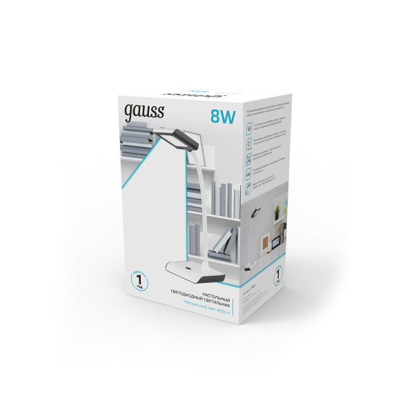 Купить Gauss Светильник настольный модель GTL101 8W 550lm 4000K 220-240V белый c черным LED 1/20 GT1012