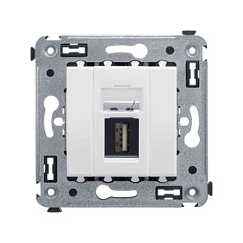 DKC USB 2.0 розетка одинарная в стену, тип А-А, "Avanti", "Белое облако"