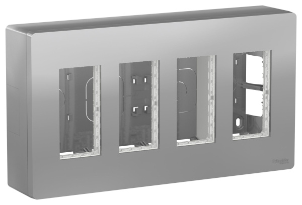 Купить SE Unica System+ Алюминий Блок открытой установки 4х2 NU124430