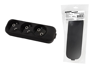 TDM Колодка розеточная 3 гнезда 2П б/з 10А 250В черная серии "Народная" SQ1806-0425