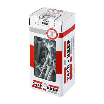 Tech-Krep Дюбель-гвоздь 6х60 гриб. манжета (полипропилен) (40 шт) - коробка с ок 112711