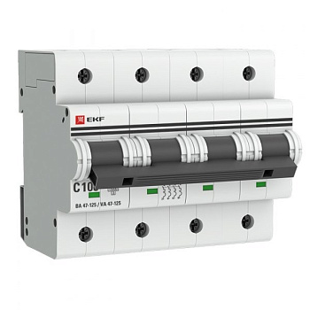 EKF PROxima ВА 47-125 Автоматический выключатель (С) 4P 100А 15кА mcb47125-4-100C