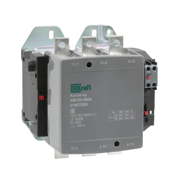 Dekraft Контактор 400А 220В_АС АС3_ АС4 1НО+1НЗ КМ-102