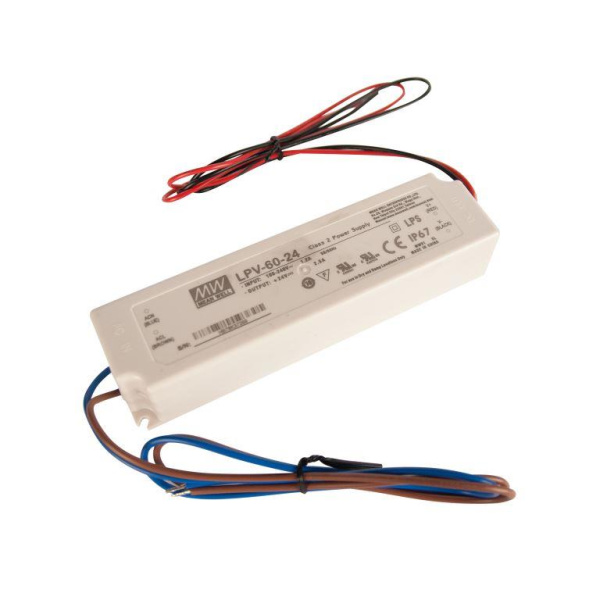 Varton Драйвер 60Вт 24V для светодиодной ленты Meanwell LPV-60-24 IP67 162.5x42.5x32 мм