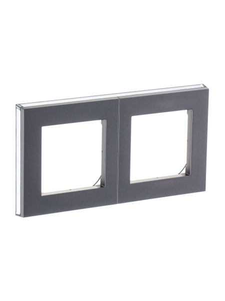 Купить ABB EPJ Levit сталь / дымчатый чёрный Рамка 2 поста 2CHH015020A6069