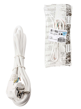 TDM Шнур сетевой с вилкой ПВСмб 3x0,75мм2 3м с/з белый Народный SQ1305-0576