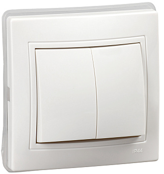 IEK KVARTA Выключатель 2кл ВС10-2-0-КБ-44 10А IP44 бел.