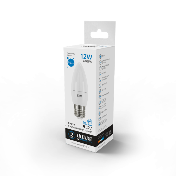 Купить Gauss Лампа Elementary Свеча 12W 950lm 6500K E27 LED 30232