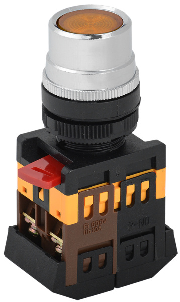 IEK Кнопка ABLF-22 желтый d22мм неон/240В 1з+1р