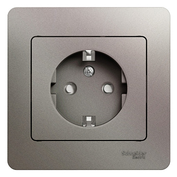 Systeme Electric Glossa Платина Розетка с/з со шторками (в сборе)